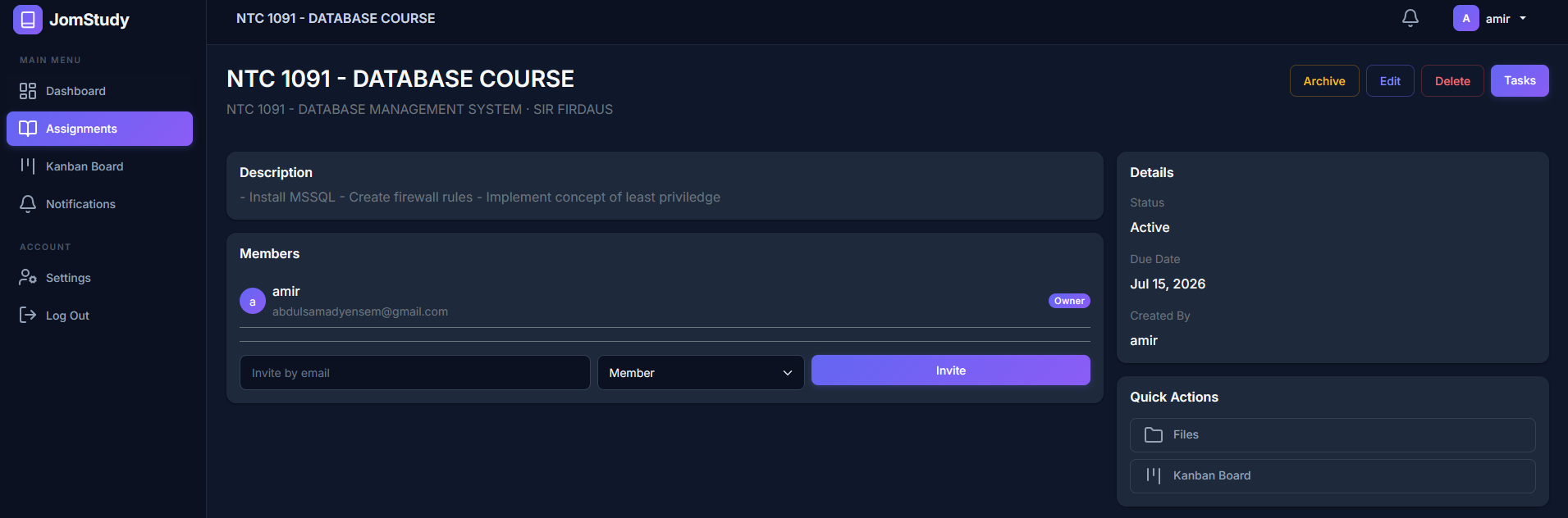 LetsBelajar assignments list with priority and due dates